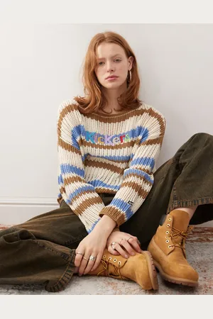 Kickers Loose fit open knit retro stripe jumper-Multi