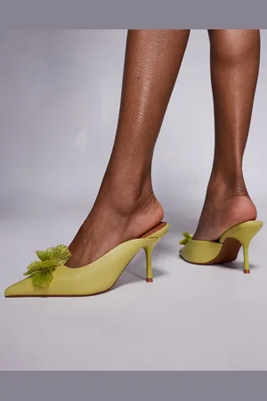 River Island Beaded flower court heels in lime