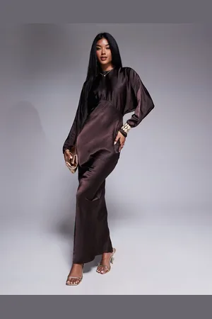ASOS Satin batwing maxi dress in -White