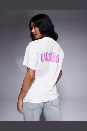 Hugo Blue Logo print wintage t-shirt in white