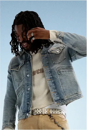 Tommy Hilfiger Isaac relaxed washed trucker denim jacket in medium wash-Blue