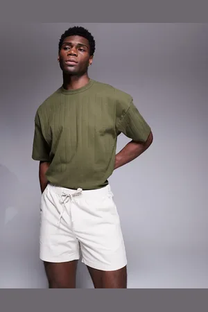 ASOS Slim shorter length linen blend shorts in -Neutral