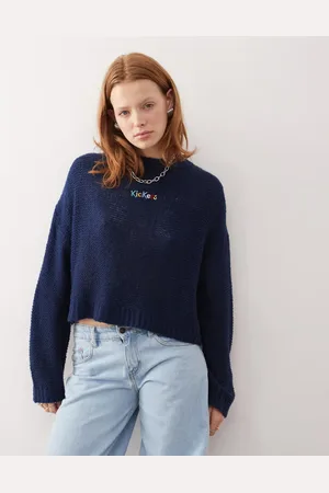 Kickers Loose fit thin knit jumper in navy-Blue