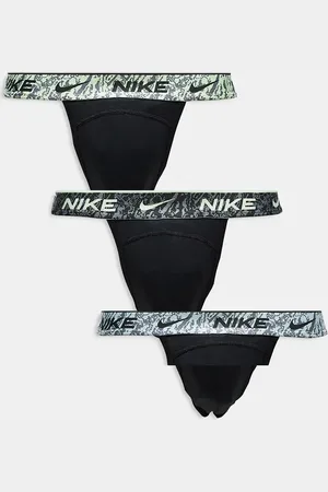 Nike Everyday Cotton Stretch 3 pack jock straps in black with contrast waistbands