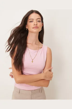Gina Tricot Soft touch jersey top with drape boat neck and ruched side detail in