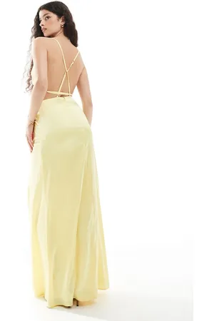 TFNC Bridesmaid satin maxi dress with minimal back detail in -Yellow
