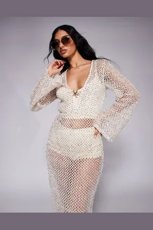 South Beach Silver sequin maxi beach dress in -Neutral