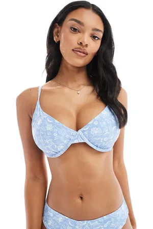 Hollister Curvy underwire bikini top in blue print (part of a set)