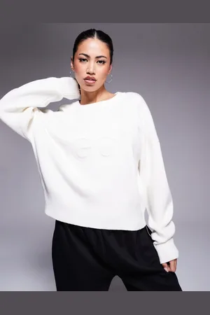 HUGO BOSS Sisminye stacked logo jumper in -White