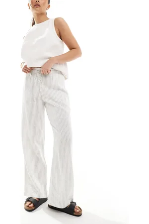 New Look Linen wide leg pants in -White