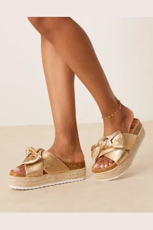 ASOS Thankful bow detail flatform sandals in