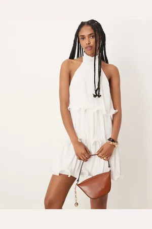 Gina Tricot Halterneck wave edge mini dress in