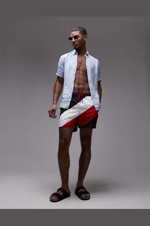 Tommy Hilfiger Drawstring swim shorts in diagonal stripe-Navy