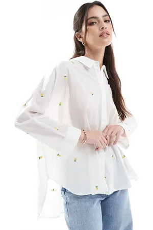 ONLY Boxy shirt with lemon embroidery in