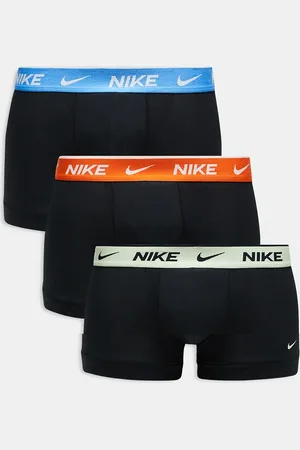Nike Everyday Cotton Stretch 3 pack trunks in black with contrast waistbands