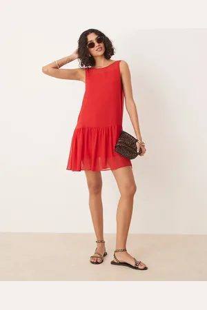 ASOS Drop waist chiffon mini dress in