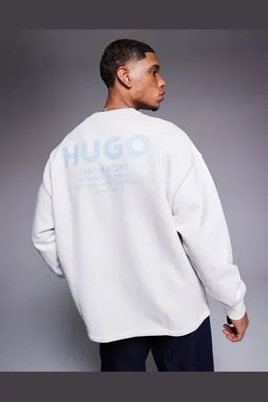 Hugo Blue Central logo sweatshirt in stone-Neutral
