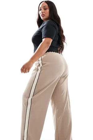 VERO MODA Loose pull on pants with side stripe in -Neutral