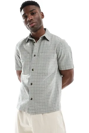 River Island Short sleeve overshirt in muted check
