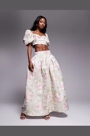 ASOS Jacquard maxi skirt with bow back in (part of a set)-Multi