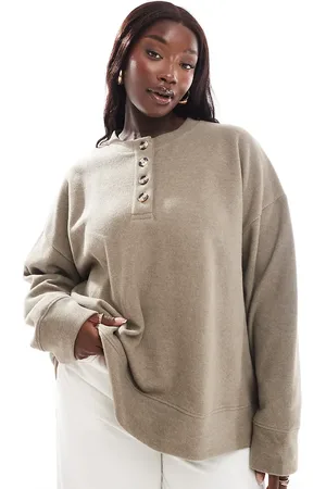 ASOS ASOS DESIGN Curve supersoft oversized henley jumper in -Brown