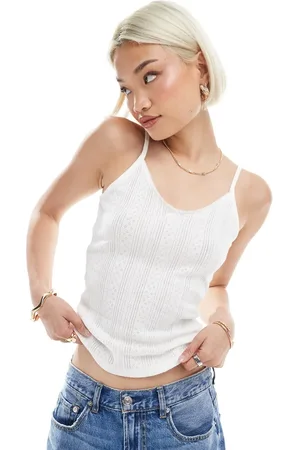 VERO MODA Pointelle cami top in white