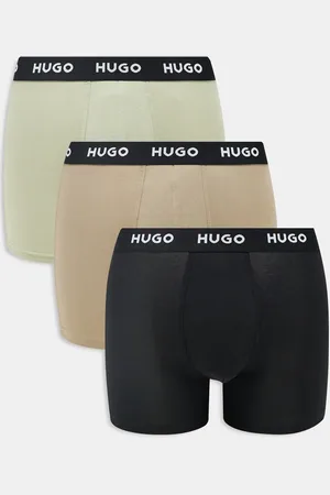 HUGO BOSS 3 pack logo black waistband boxer briefs in black, light green & brown-Multi