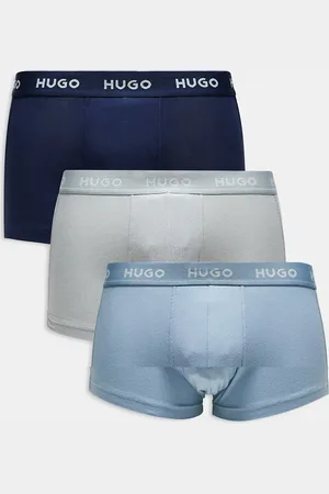 HUGO BOSS 3 pack logo tonal waistband trunks in white / navy / light blue-Multi