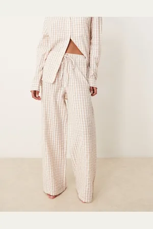 Luna Oversized pyjama bottoms in gingham-Neutral