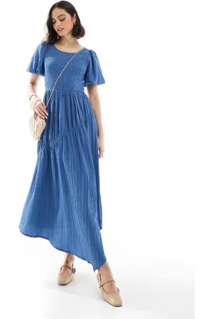 Threadbare Puff sleeve midi dress in -White