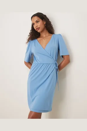 VILA Jersey wrap front tie side mini dress in