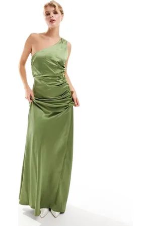 Six Stories Bridesmaids one shoulder satin maxi dress in
