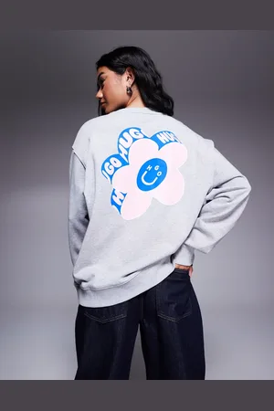 Hugo Blue Oversized flower print sweatshirt in grey