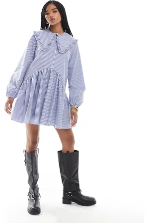 Miss Selfridge Oversized collar smock dress in
