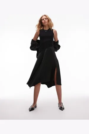 AllSaints Pia drop hem satin maxi dress in