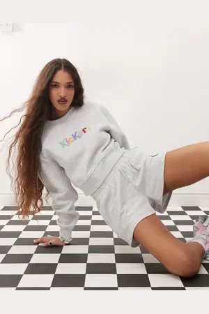 Kickers Crop sweatshirt in grey marl (part of a set)