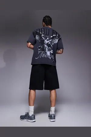 Good For Nothing T-shirt in overdye spray with renaissance back print in wash