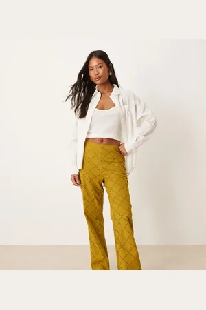 ASOS Petite straight leg pants with geo cutwork in -Green