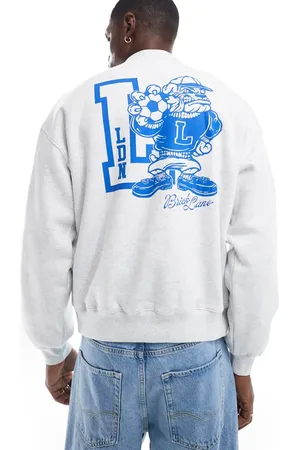 Cotton On Cotton On box fit crew neck sweat with London graphic in grey