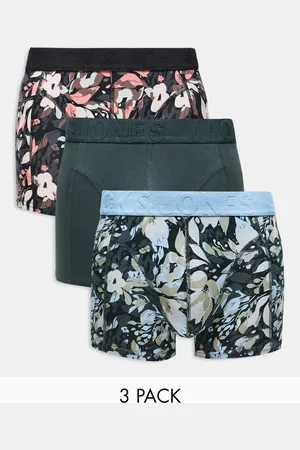 JACK & JONES 3 pack trunks in flower print in multi