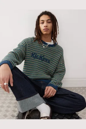 Kickers Boxy fit sripe knit jumper with navy logo