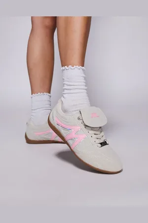 Steve Madden Freekick sneakers with fold over detail in bone-Multi