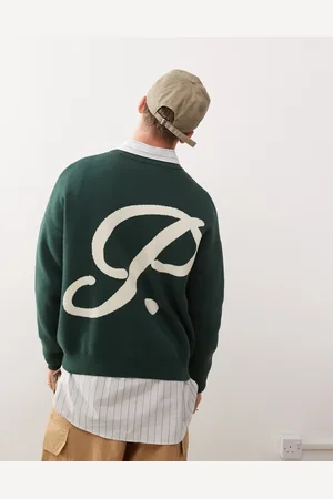 Prohibited Knitted jumper with back logo detail in green