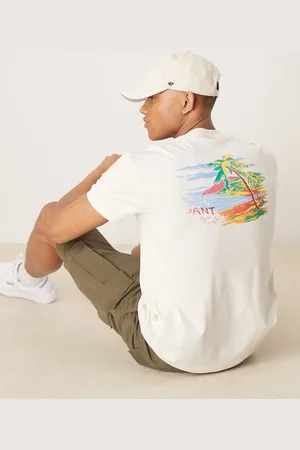 GANT Beach logo back print t-shirt in -White