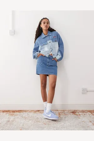 Kickers Western boxy fit denim jacket in contrast denim-Blue