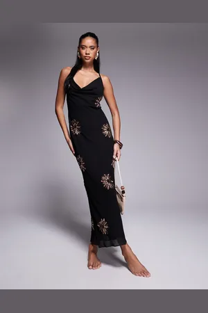 River Island Sequin cowl neck maxi dress in