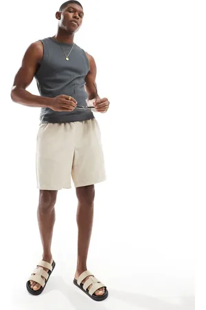JACK & JONES Loose fit cord shorts in cream-White