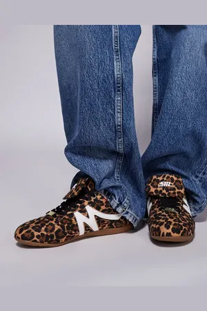 Steve Madden Freekick sneakers with fold over detail in leopard-Black