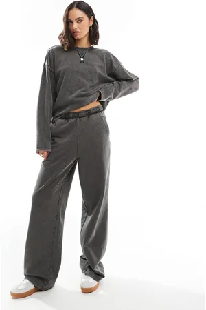 ONLY Wide leg trackies in washed grey (part of a set)