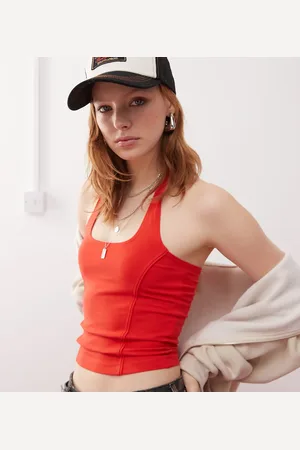 COLLUSION Halter top with piping detail in